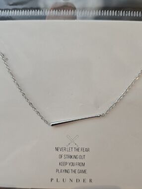 Plunder Silver Baseball Bat Necklace - Silver